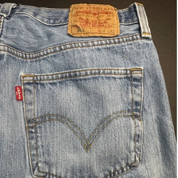 Levi Strauss 501 Button Fly Jeans Mens 90s VTG USA Straight Leg W34 L30 Hemmed - Picture 4 of 8